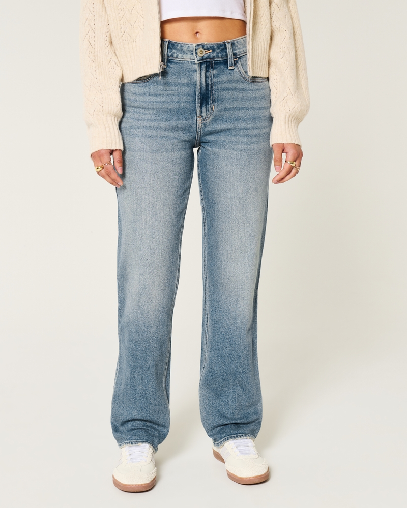 High-Rise Medium Wash Straight Jeans