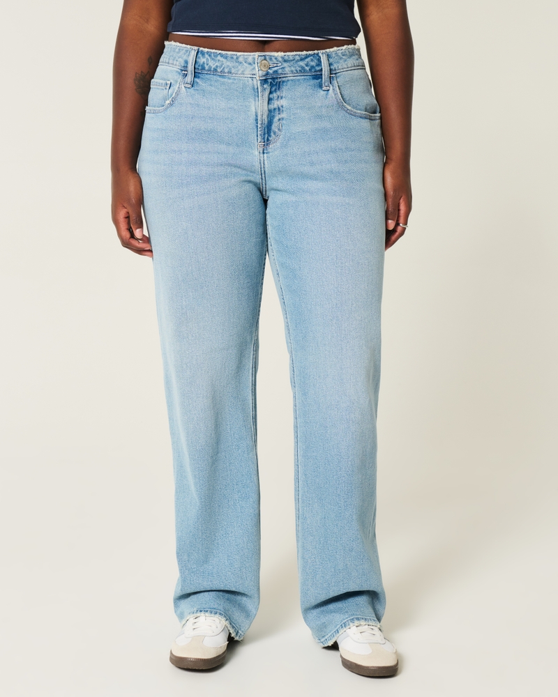 Curvy Low-Rise Light Wash Relaxed Straight Jeans