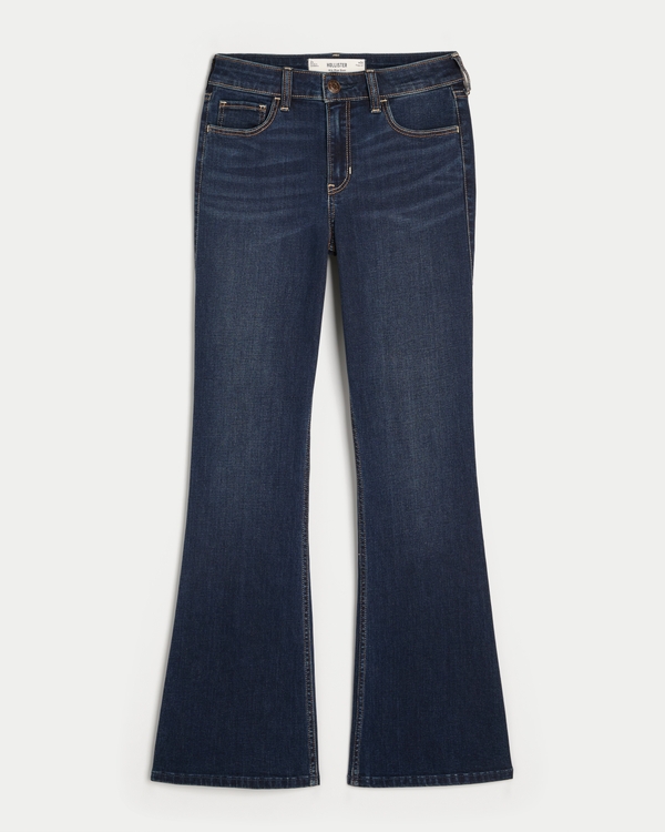 Mid-Rise Dark Wash Boot Jeans, Dark view 1