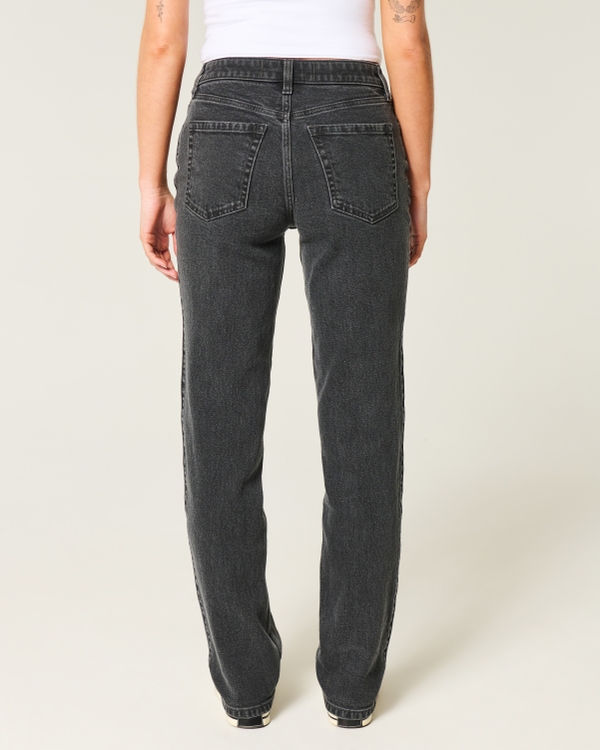High-Rise Washed Black Straight Jeans
