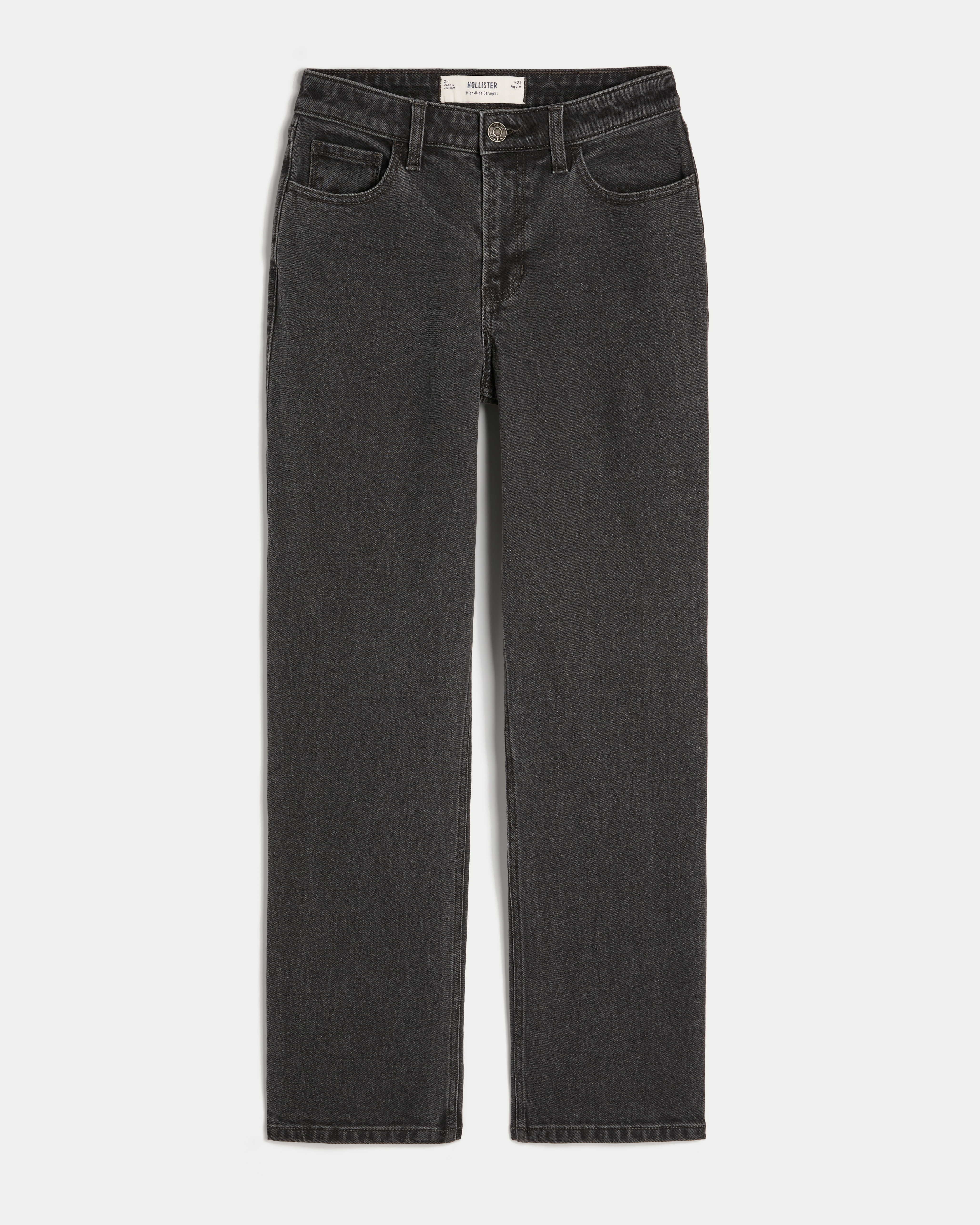 High-Rise Washed Black Straight Jeans