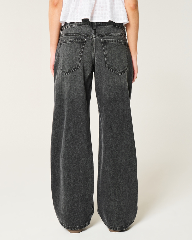 Low-Rise Washed Black Baggy Jeans