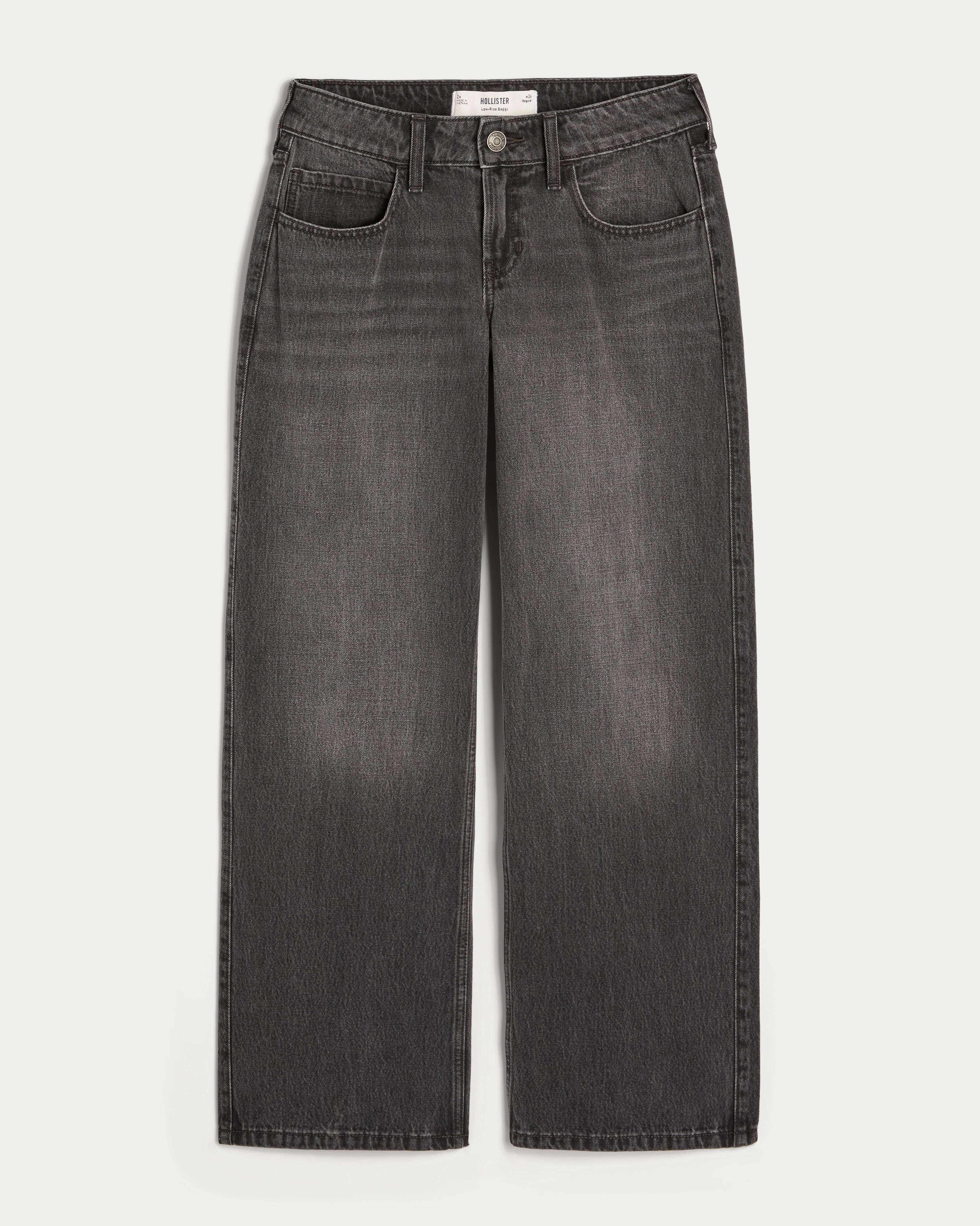 Low-Rise Washed Black Baggy Jeans