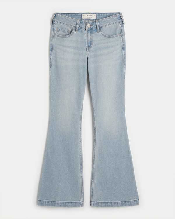 Low-Rise Light Wash Flare Jeans, Light view 1