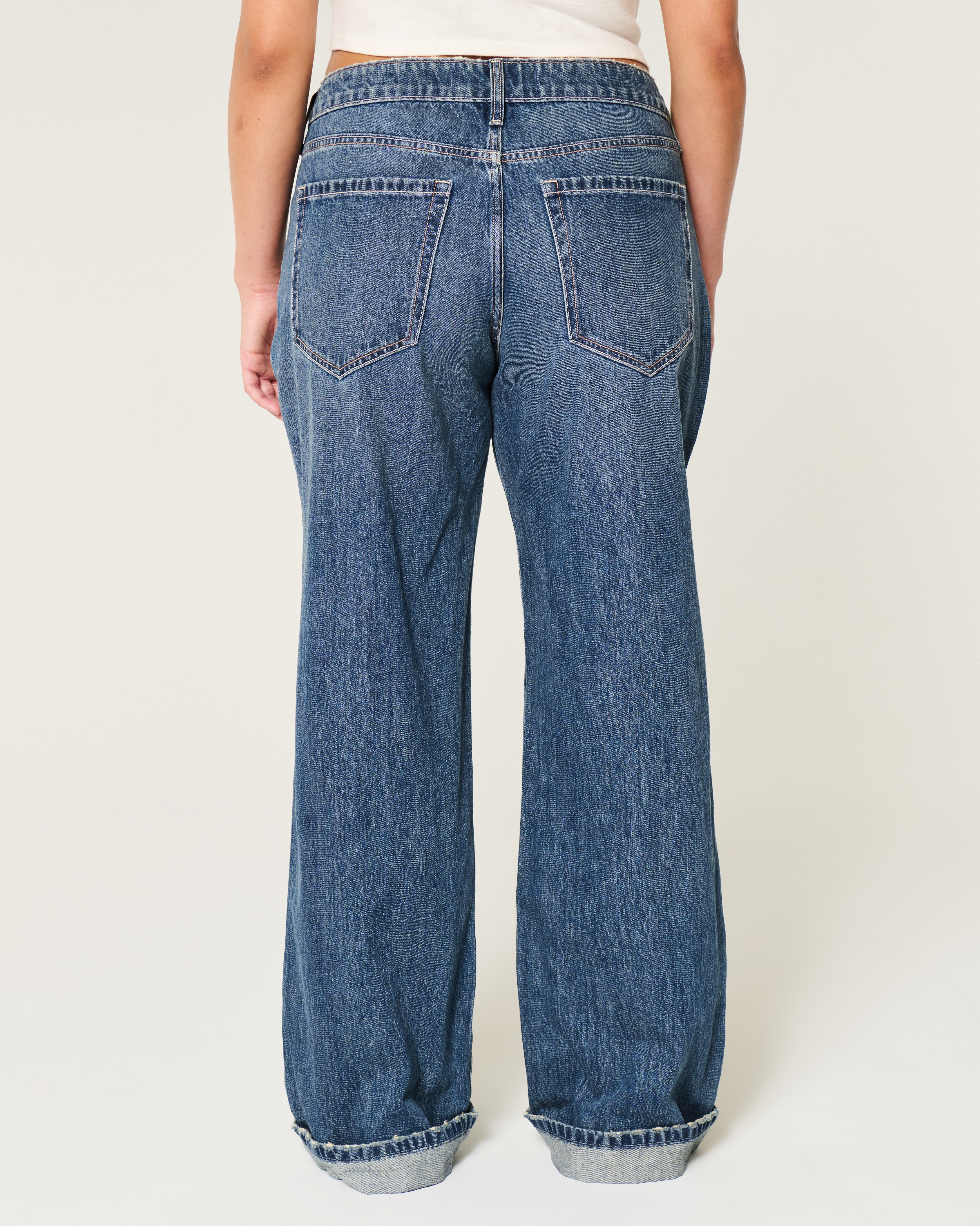 Low-Rise Dark Wash Baggy Jeans