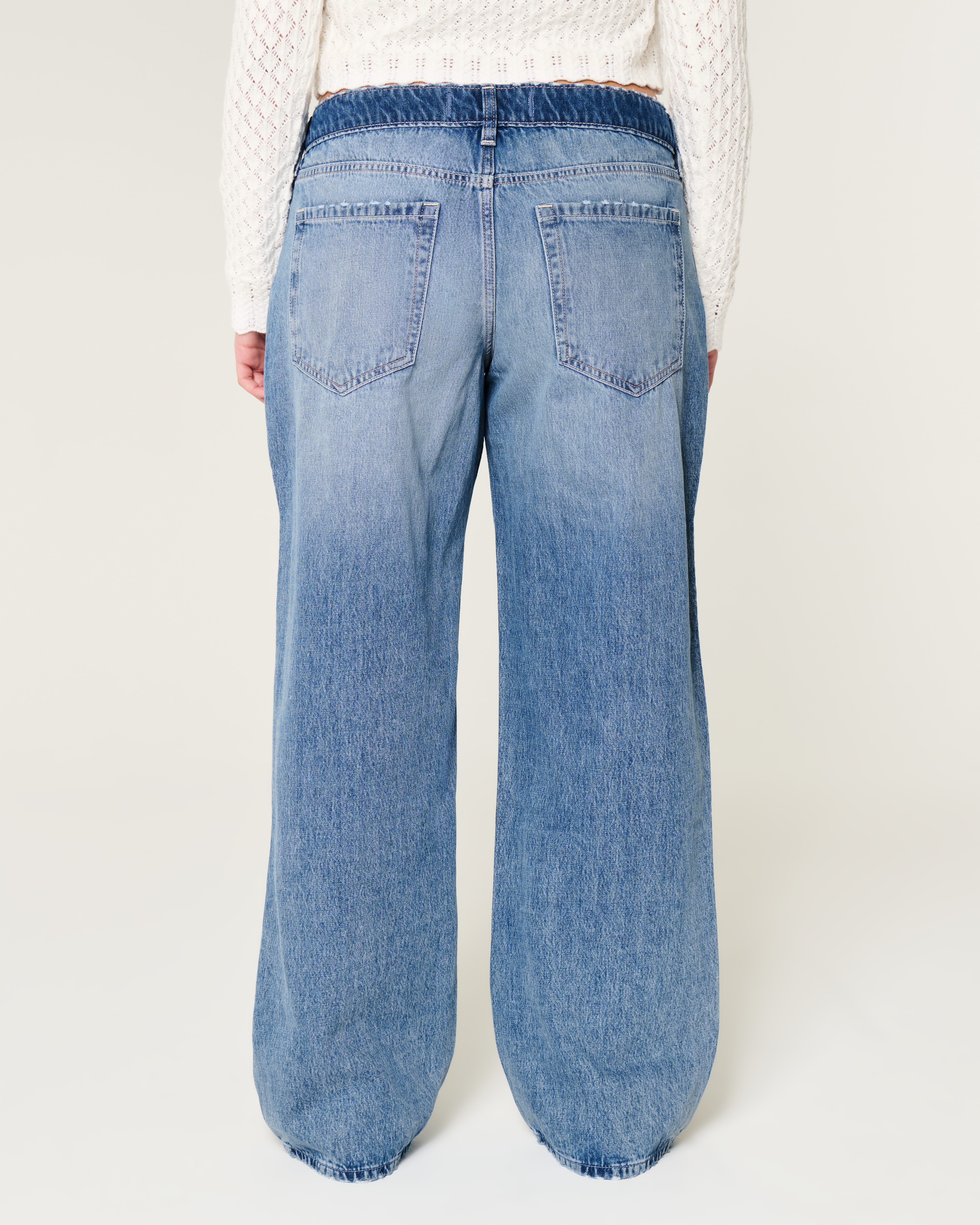 Low-Rise Medium Wash Baggy Jeans