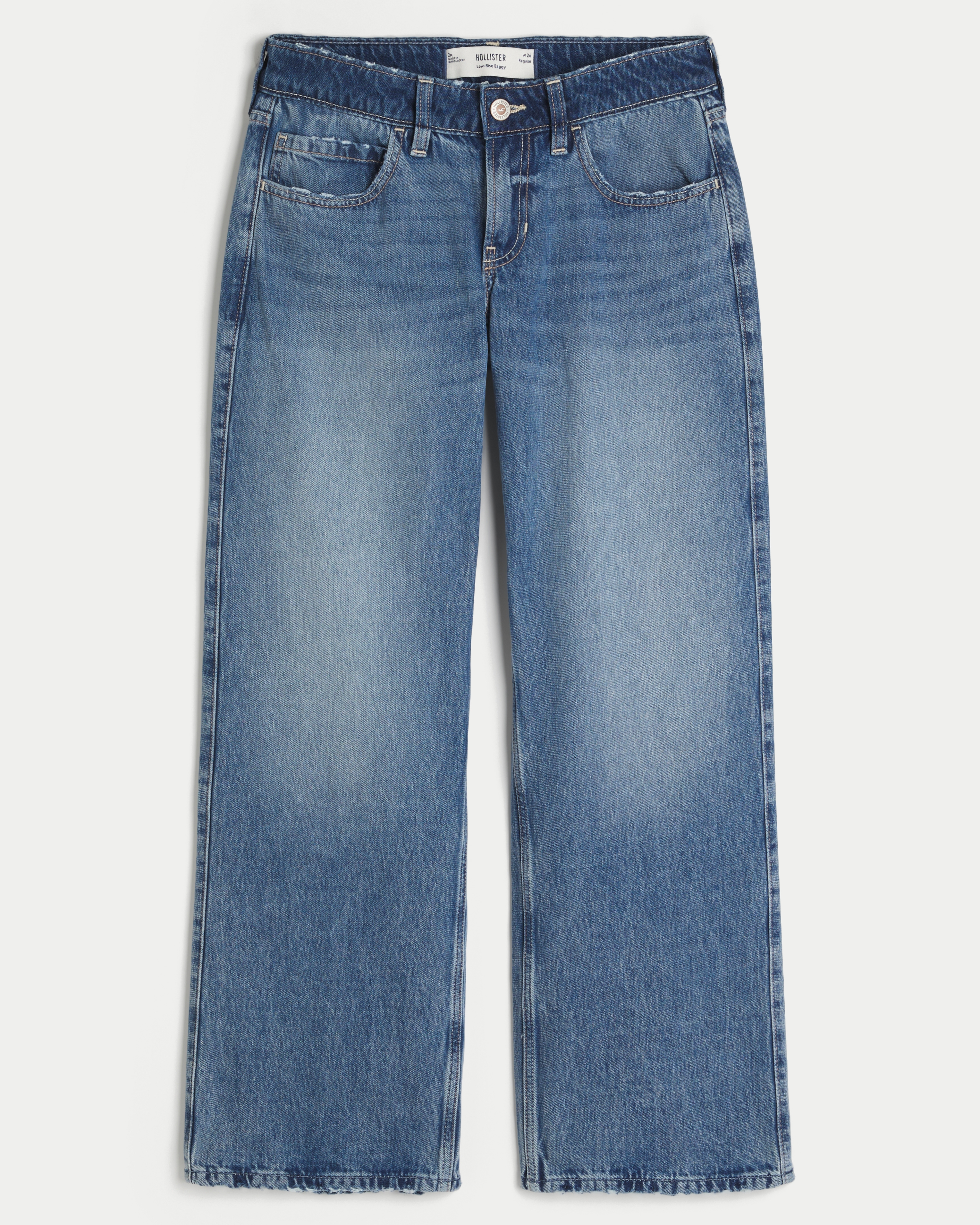 Low-Rise Medium Wash Baggy Jeans