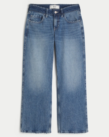 Women's Low-Rise Medium Wash Baggy Jeans | Women's Bottoms | HollisterCo.com