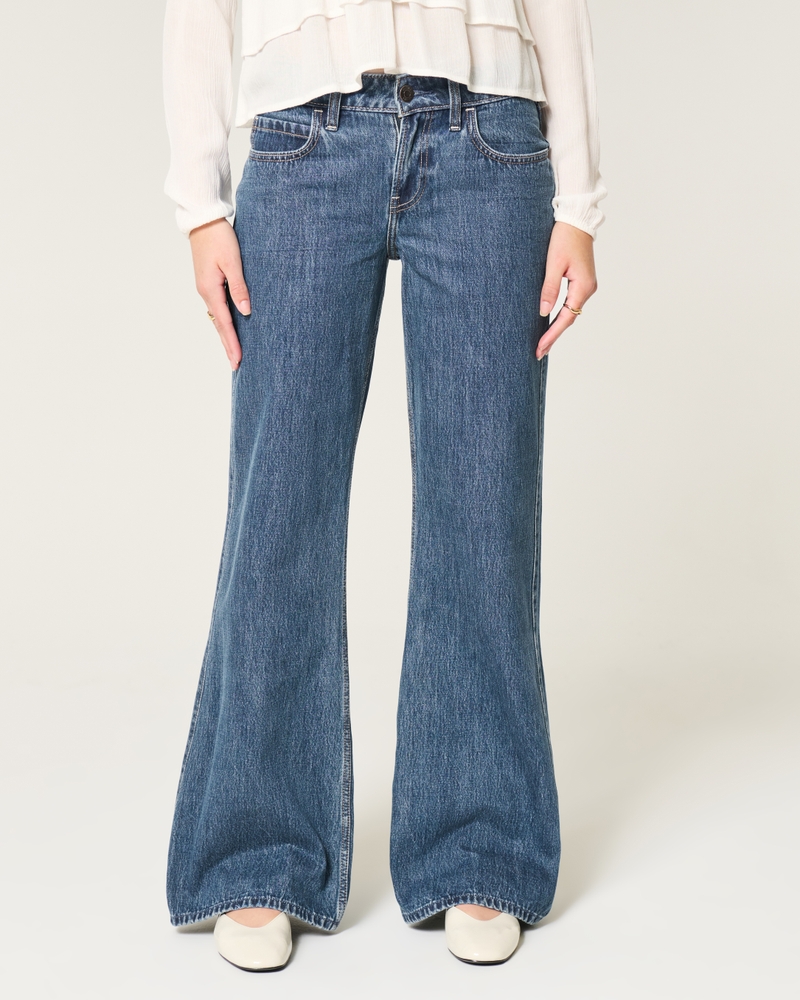 Low-Rise Dark Wash Baggy Flare Jean