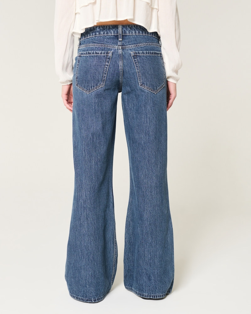 Low-Rise Dark Wash Baggy Flare Jean