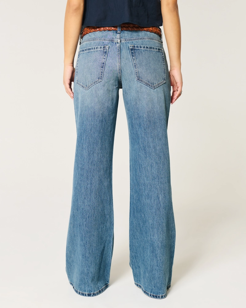 Low-Rise Medium Wash Baggy Flare Jeans
