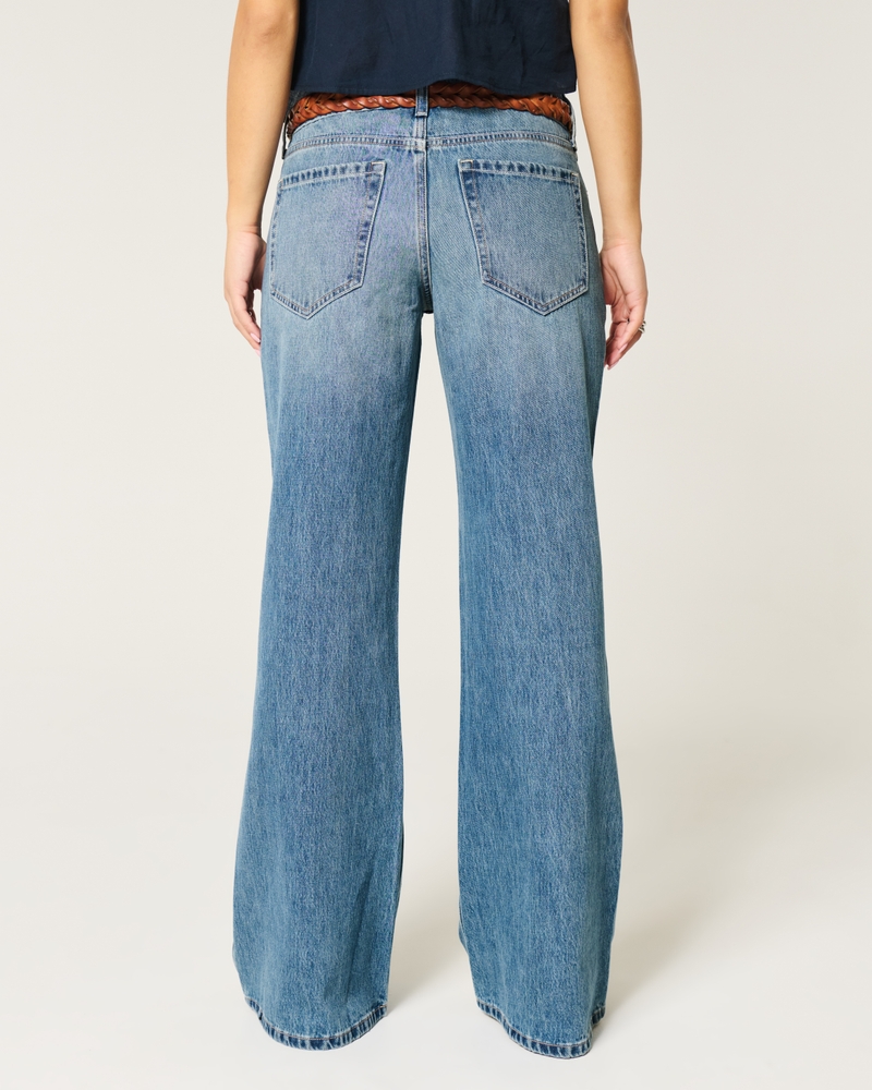 Low-Rise Medium Wash Baggy Flare Jeans