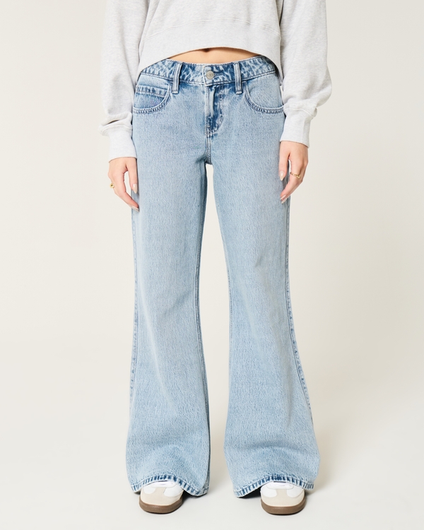 Low-Rise Light Wash Baggy Flare Jeans, Light view 2
