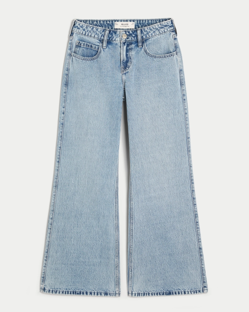 Low-Rise Light Wash Baggy Flare Jeans
