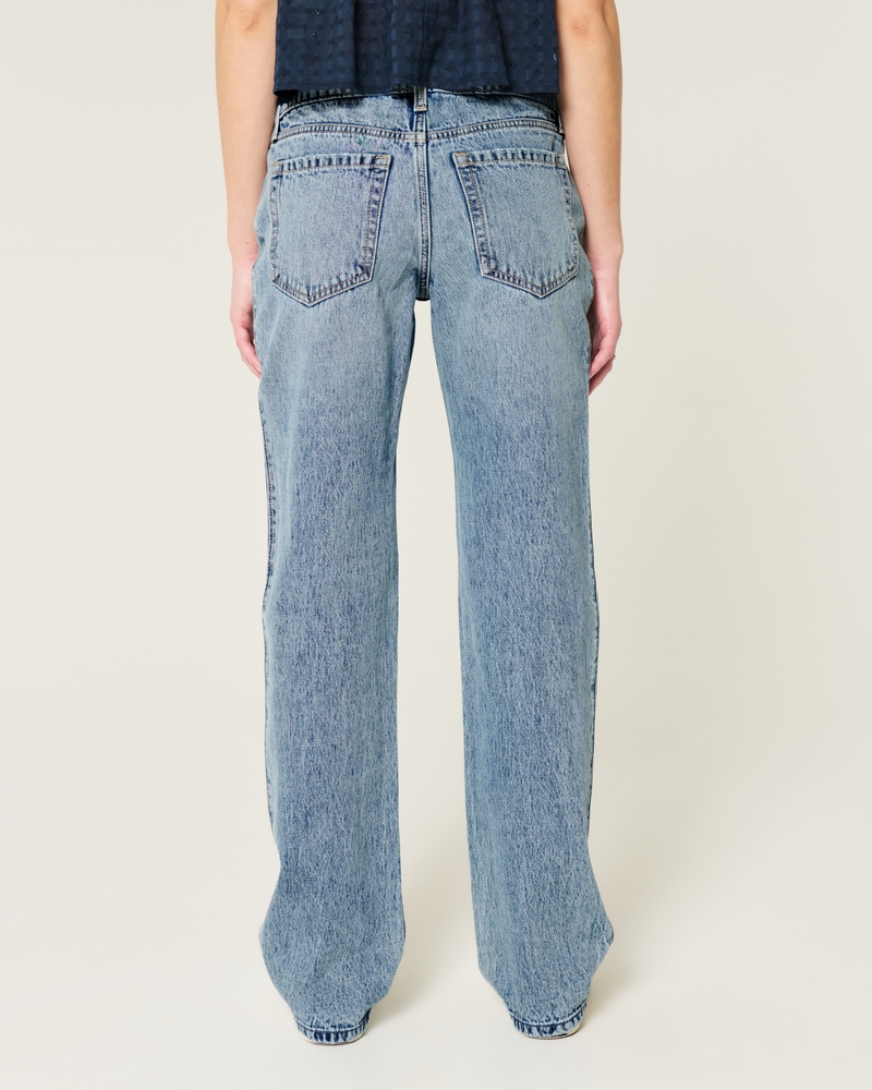 Low-Rise Medium Wash Loose Jeans