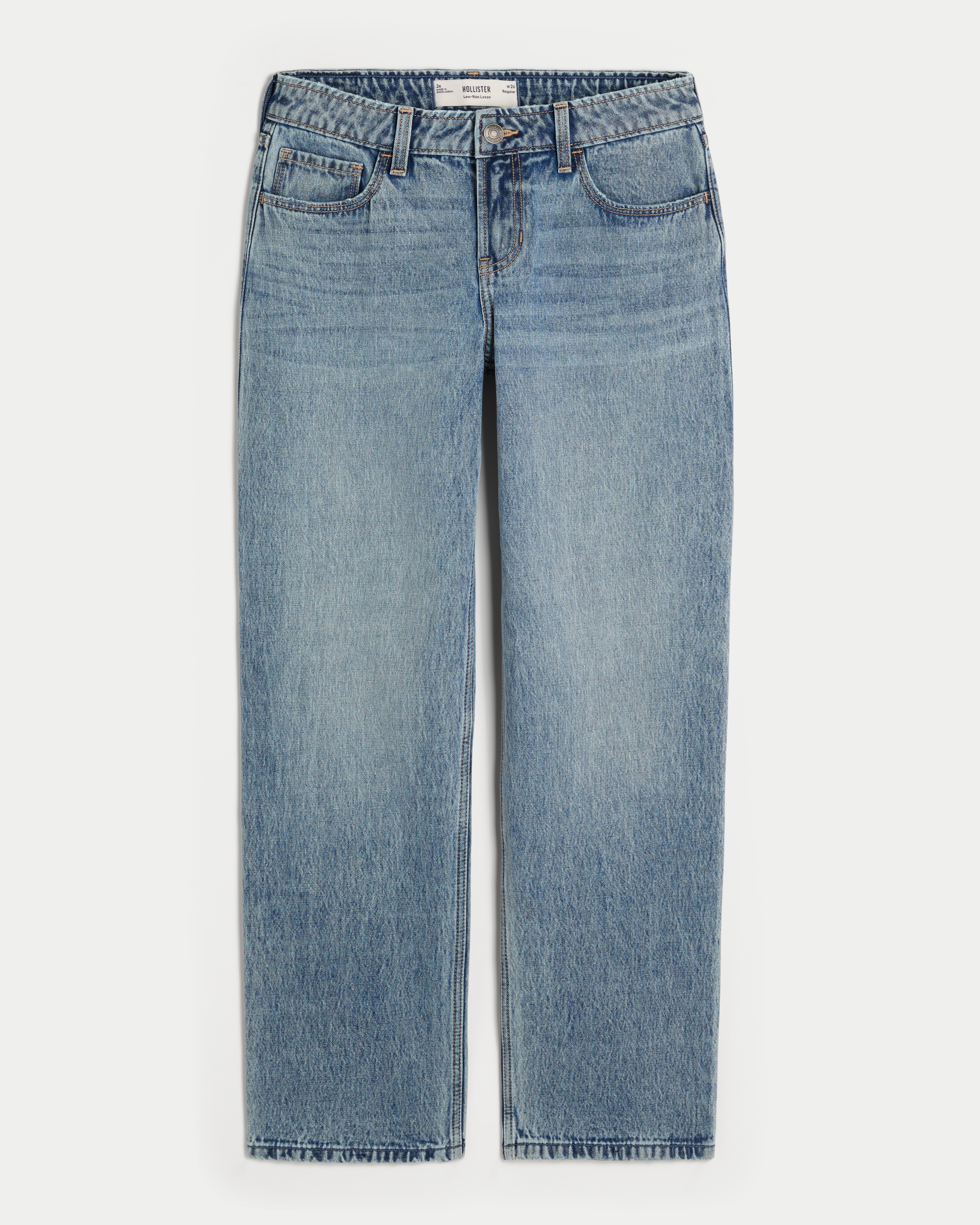 Low-Rise Medium Wash Loose Jeans