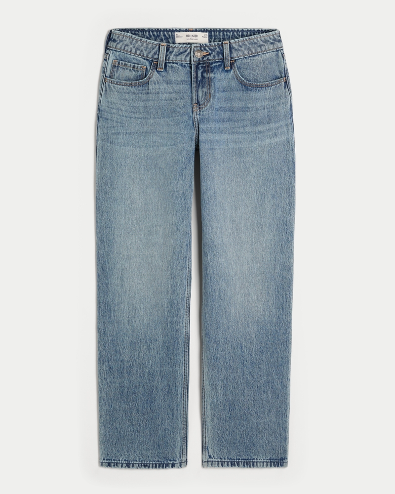 Low-Rise Medium Wash Loose Jeans