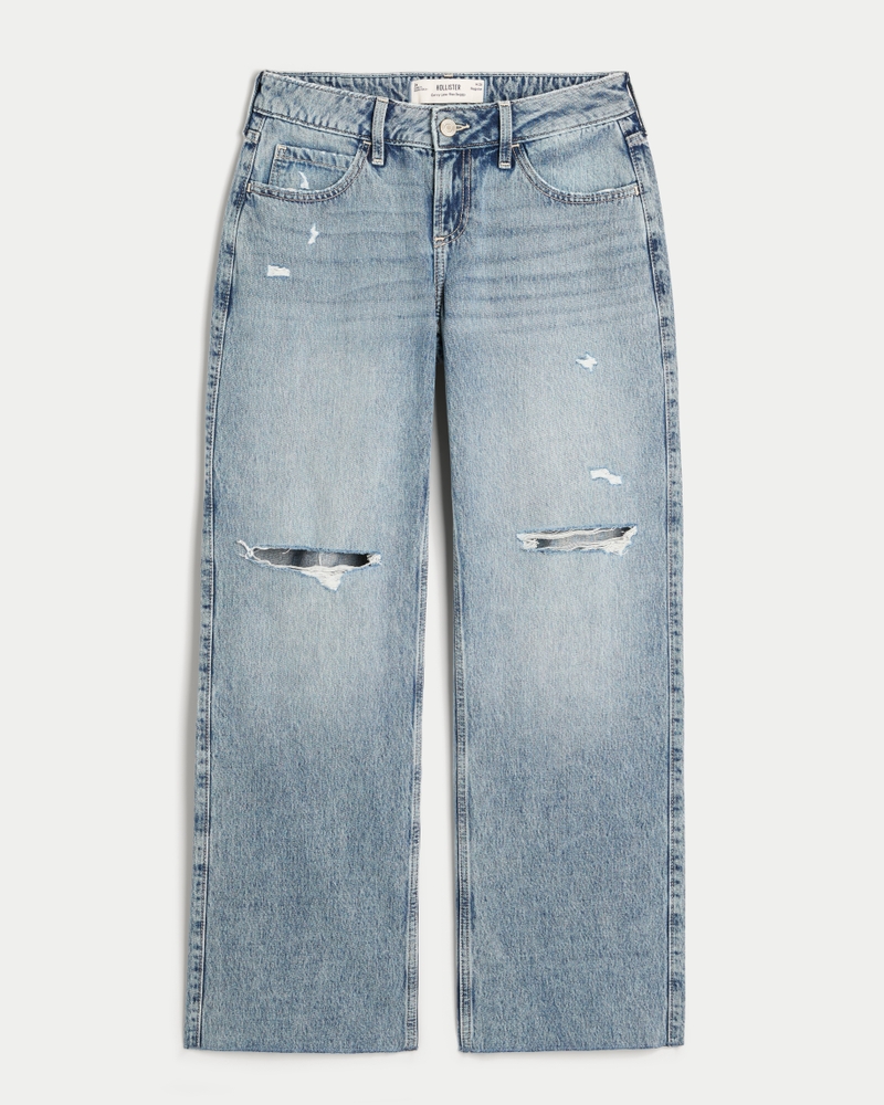 Curvy Low-Rise Ripped Medium Wash Baggy Jeans