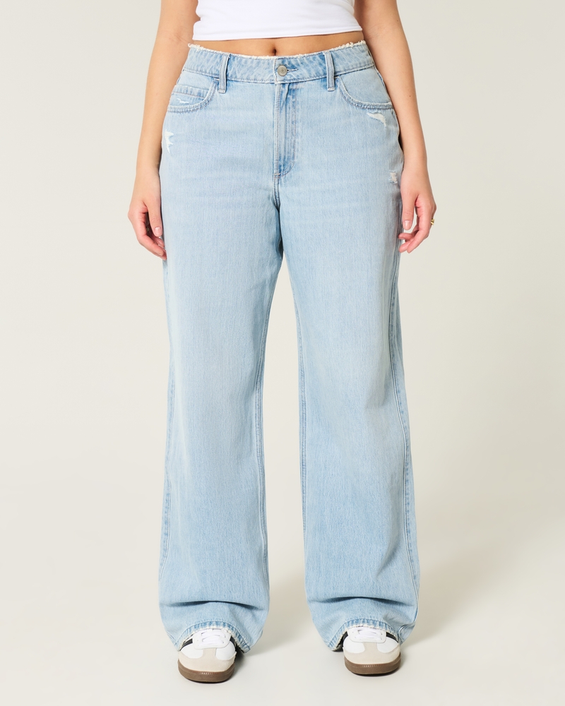 Curvy High-Rise Distressed Baggy Jeans
