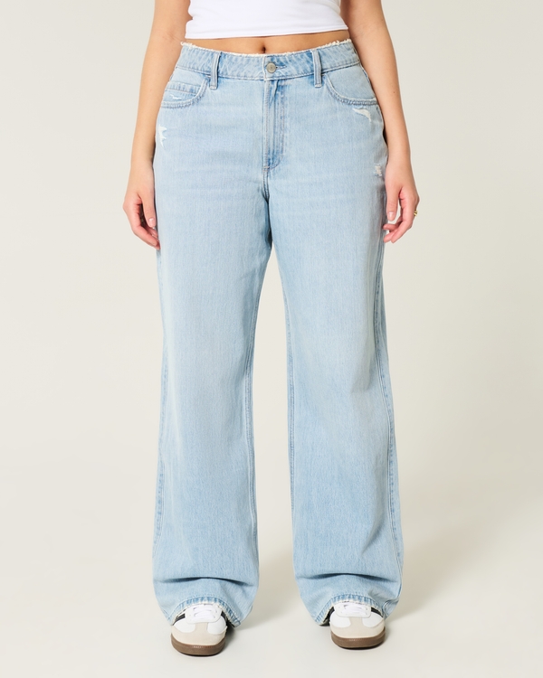 Curvy High-Rise Distressed Baggy Jeans, Light Ripped view 2