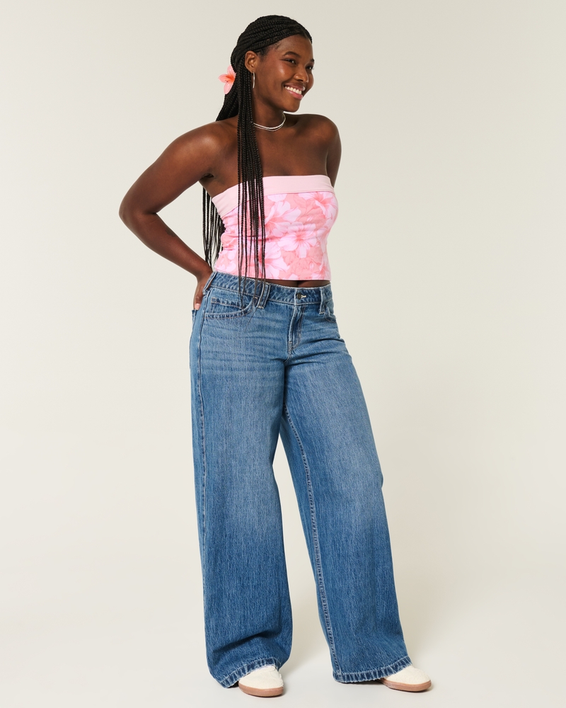 Curvy Low-Rise Ripped Medium Wash Super Baggy Jeans
