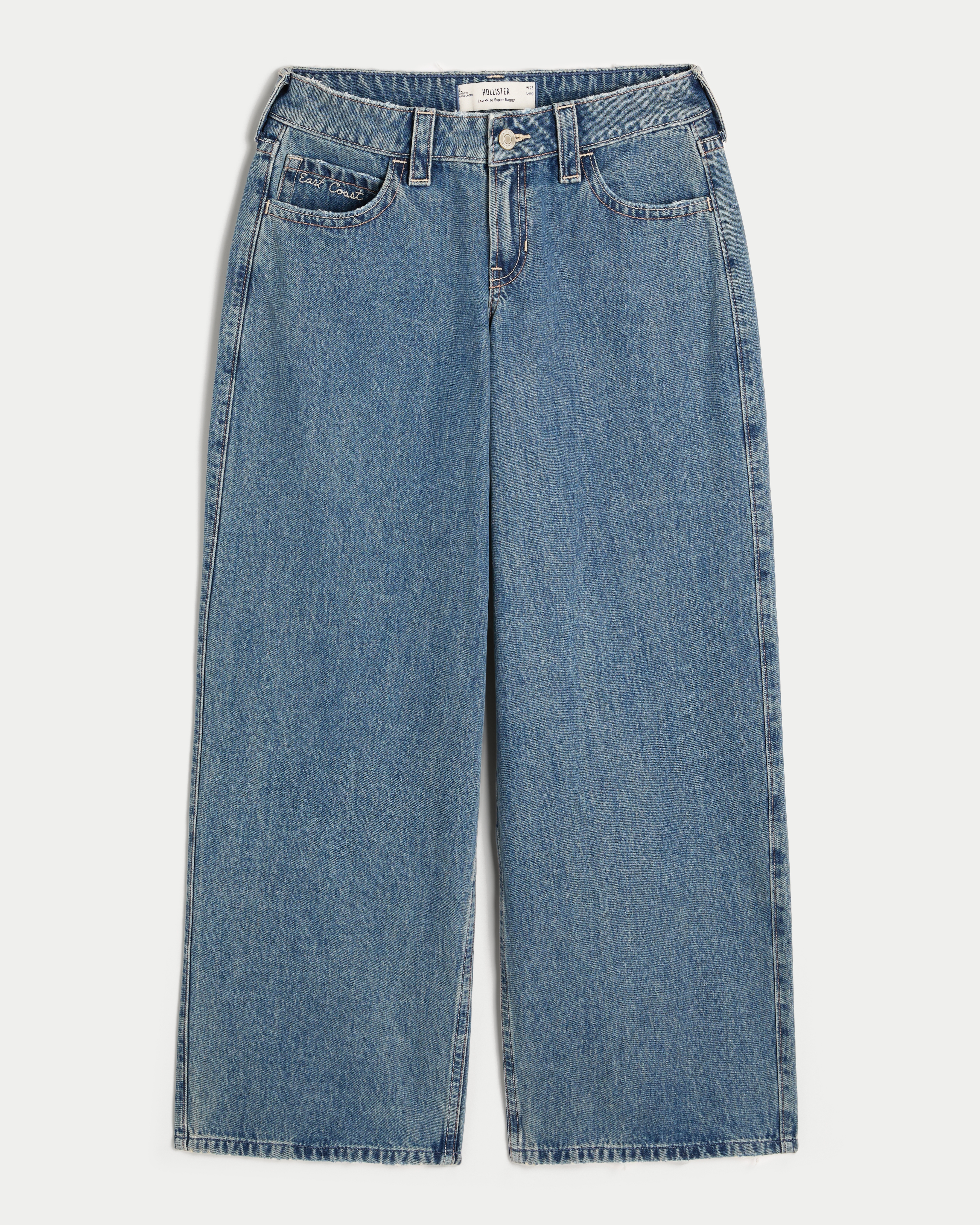 Low-Rise Embroidered Shell Super Baggy Jeans