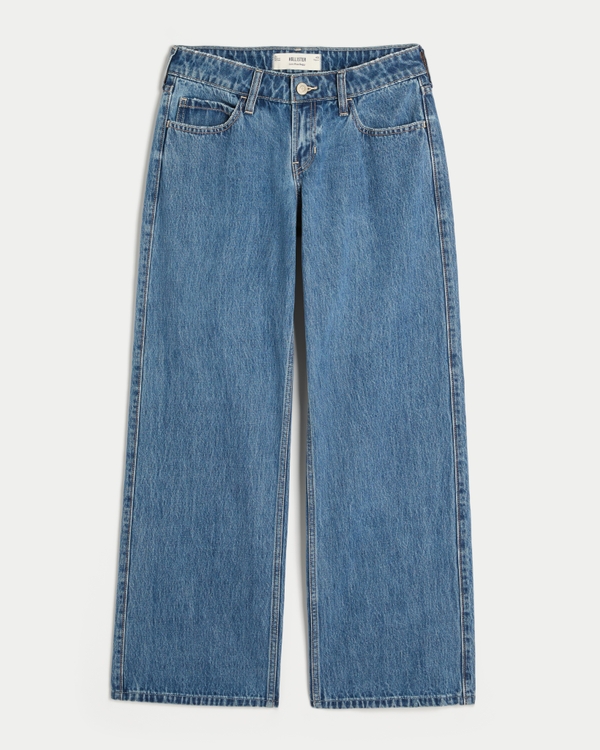 Low-Rise Medium Wash Baggy Jeans, Medium view 1