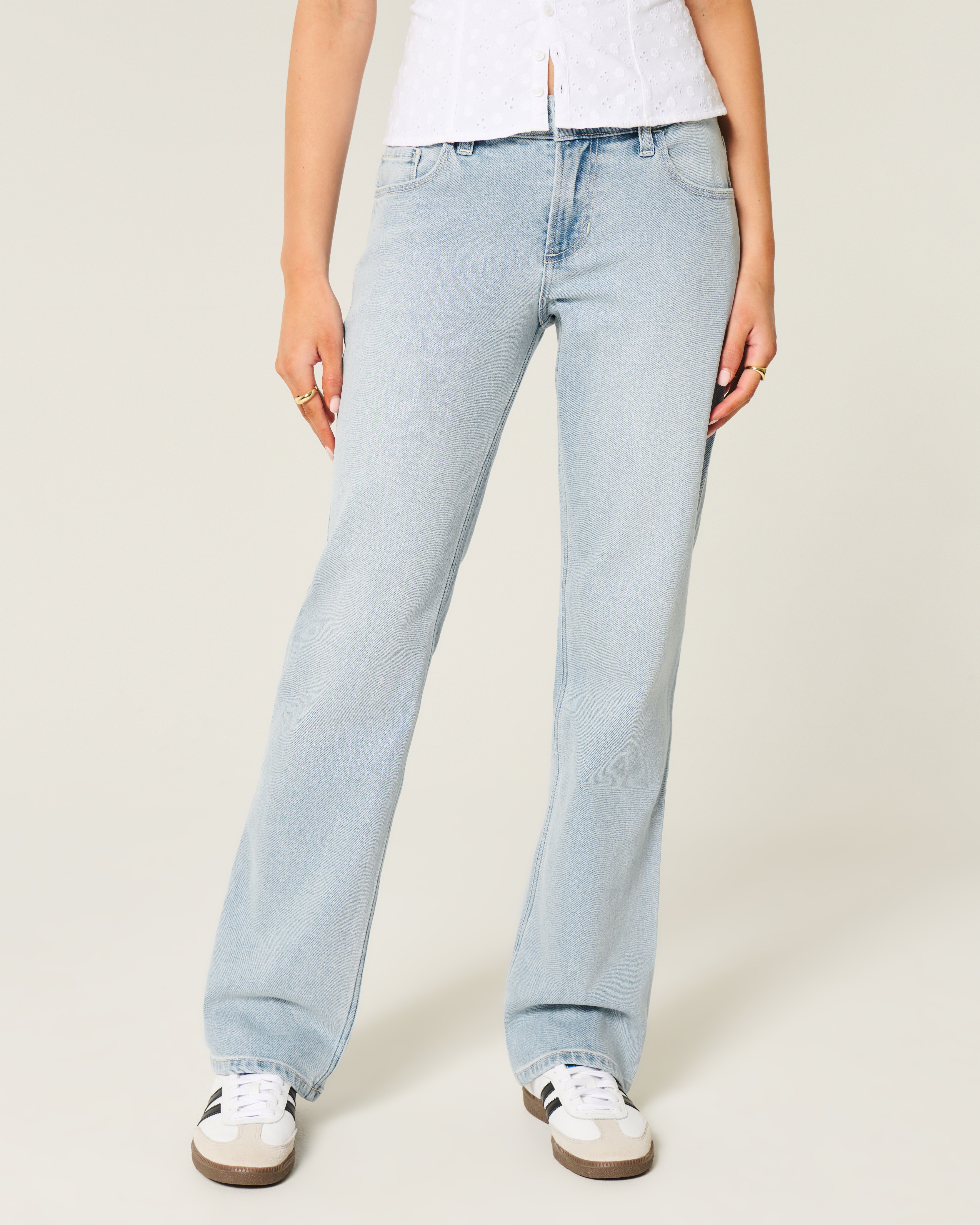 Low-Rise Light Wash Relaxed Straight Jeans