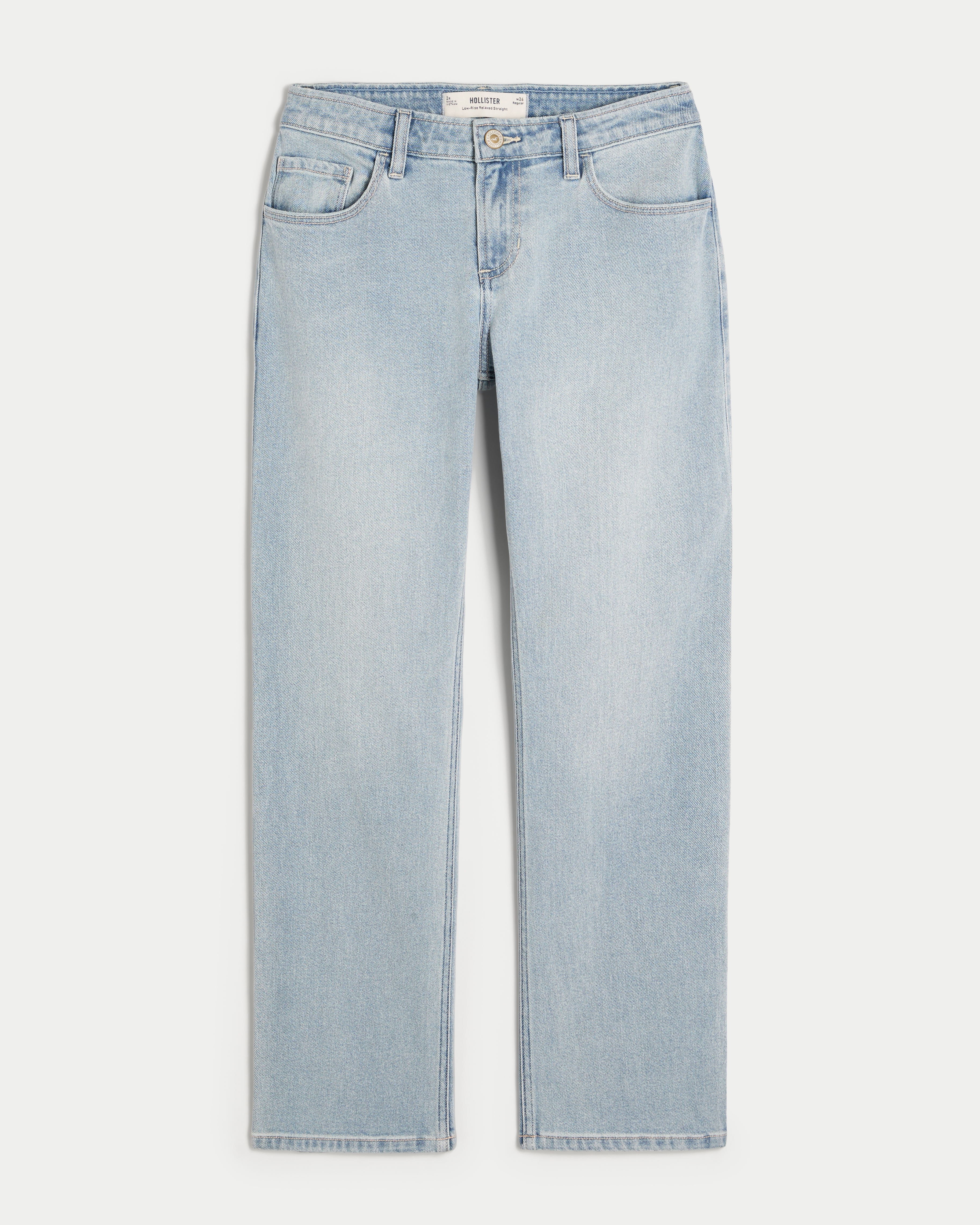 Low-Rise Light Wash Relaxed Straight Jeans