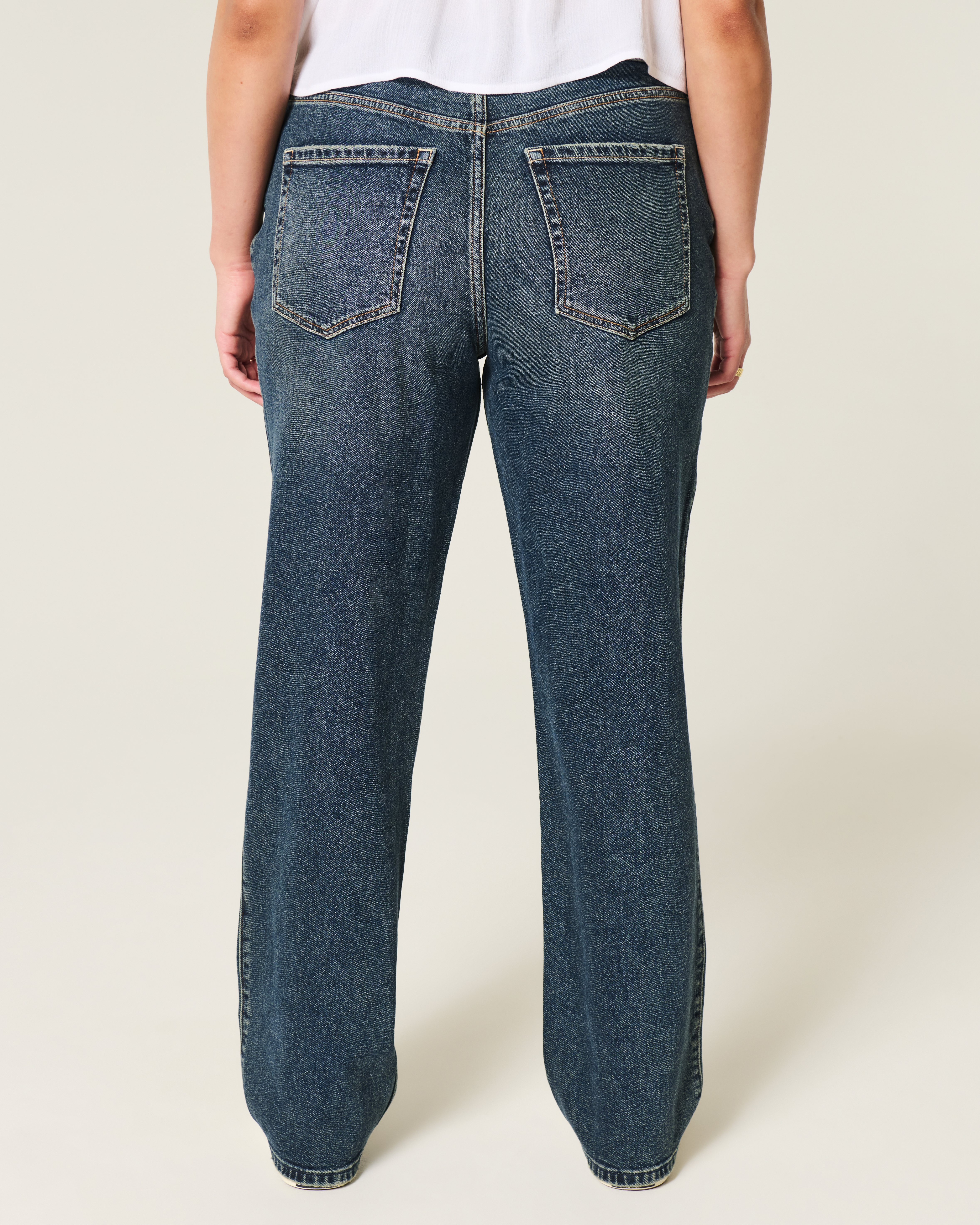High-Rise Dark Wash Straight Jeans