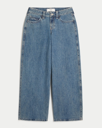 Women's Curvy Low-Rise Medium Wash Shell Embroidery Super Baggy Jeans | Women's Bottoms | HollisterCo.com