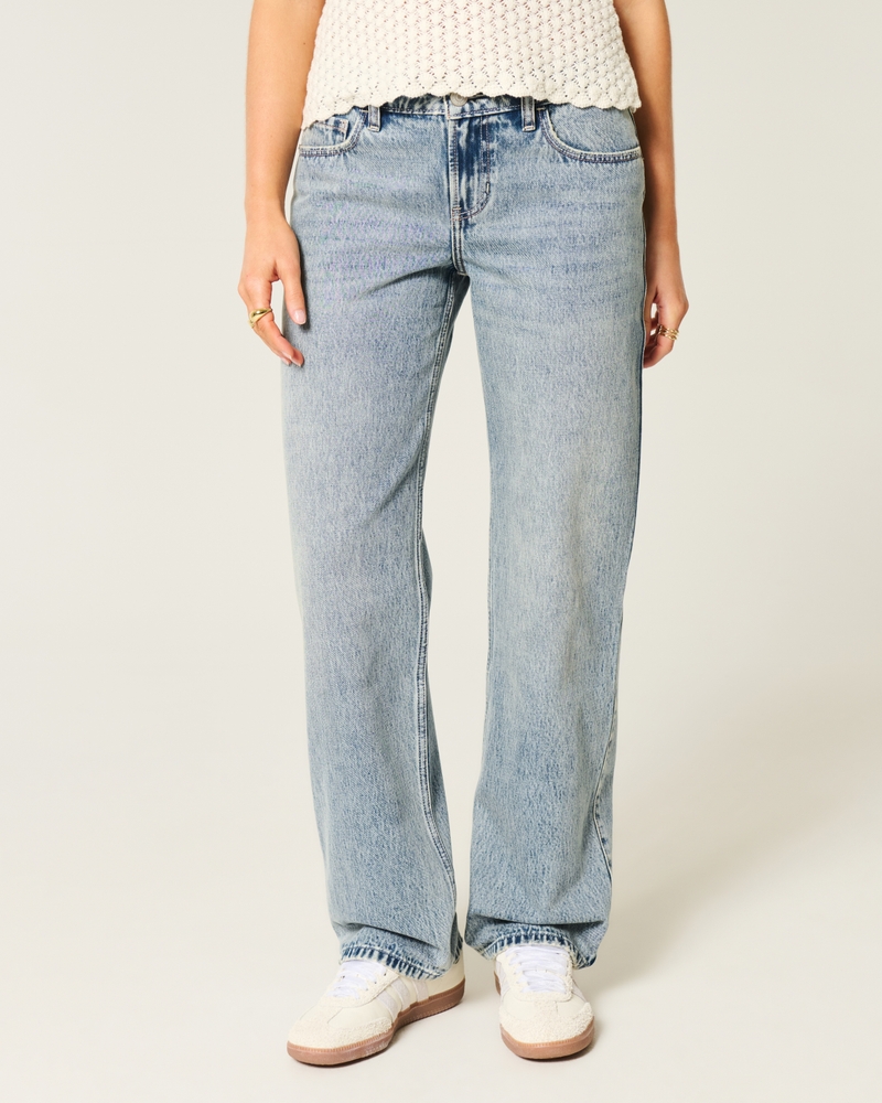 Low-Rise Medium Wash Loose Jeans