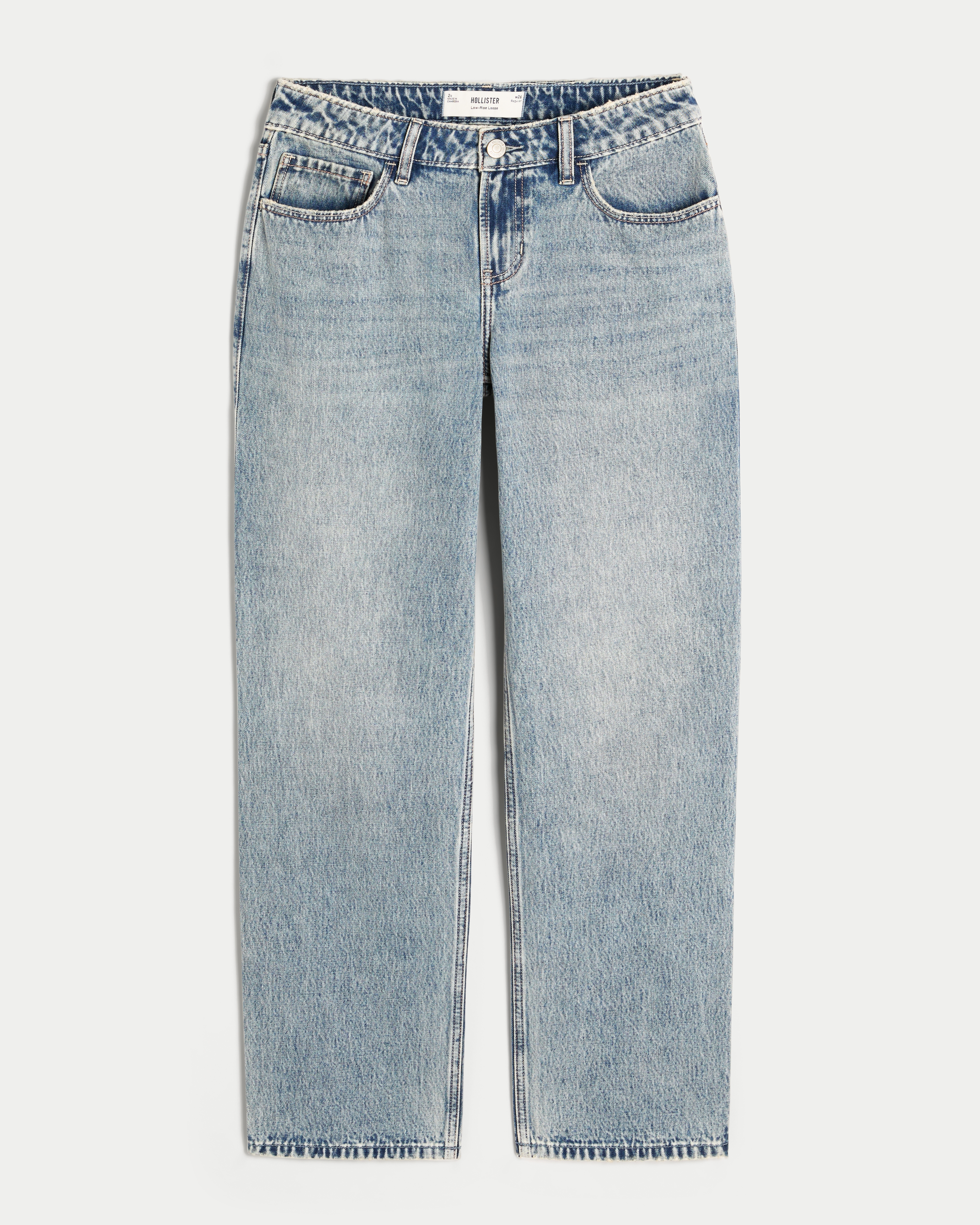 Low-Rise Medium Wash Loose Jeans