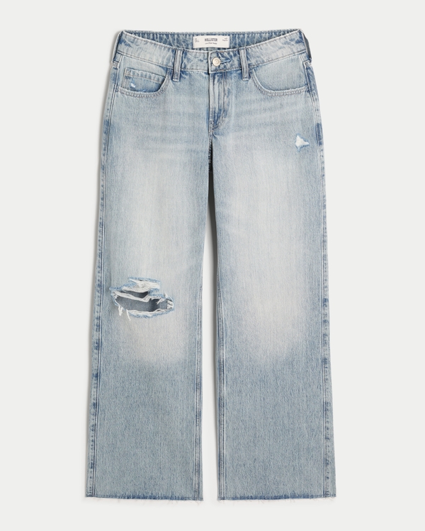 Light blue ripped jeans hollister best sale