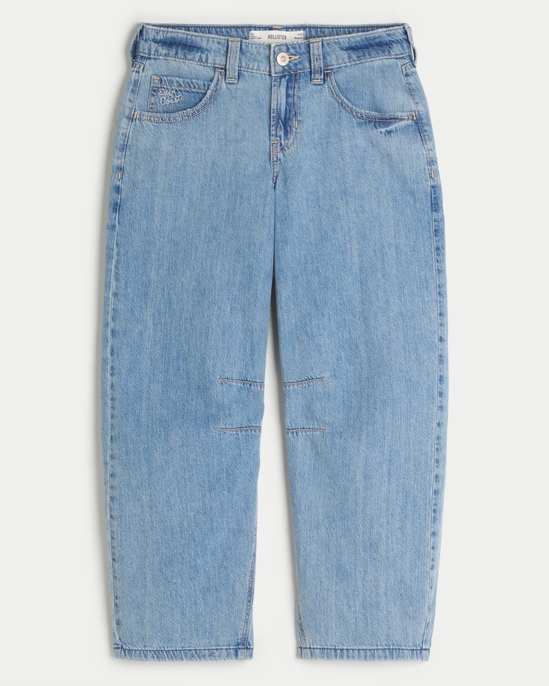 Women's Low-Rise Embroidered Shells Medium Wash Tapered Women's Low-Rise Embroidered Shells Medium Wash Tapered