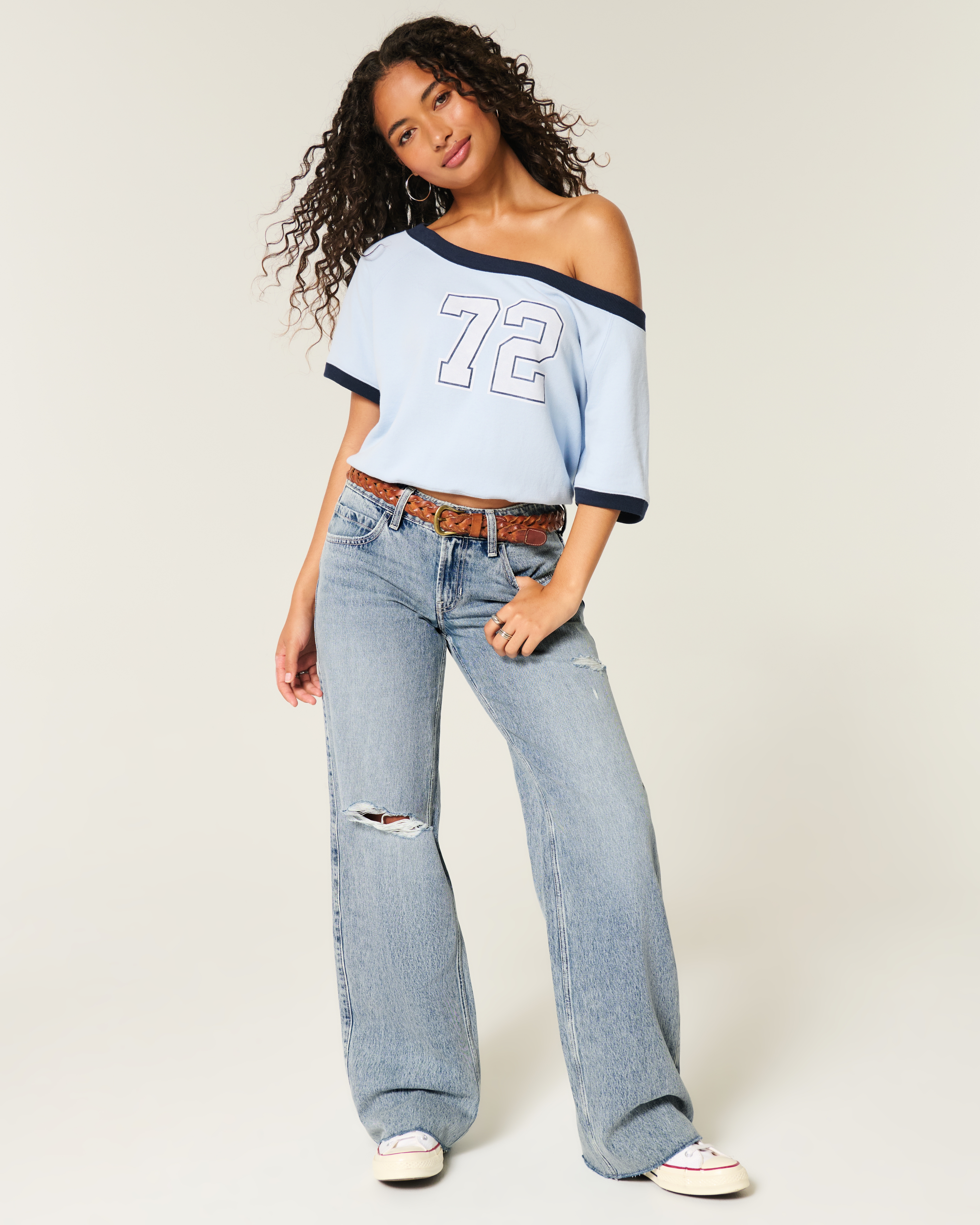 Low-Rise Ripped Baggy Jeans