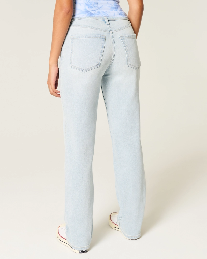 High-Rise Light Wash Straight Jeans