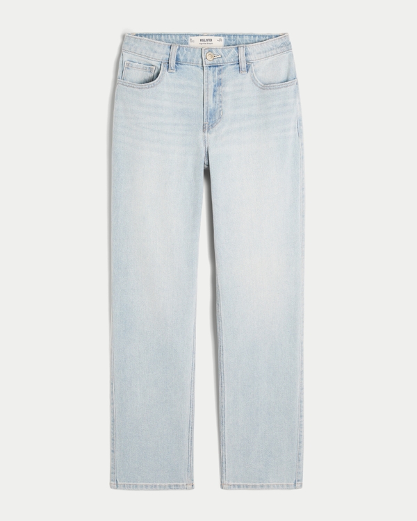 High-Rise Light Wash Straight Jeans