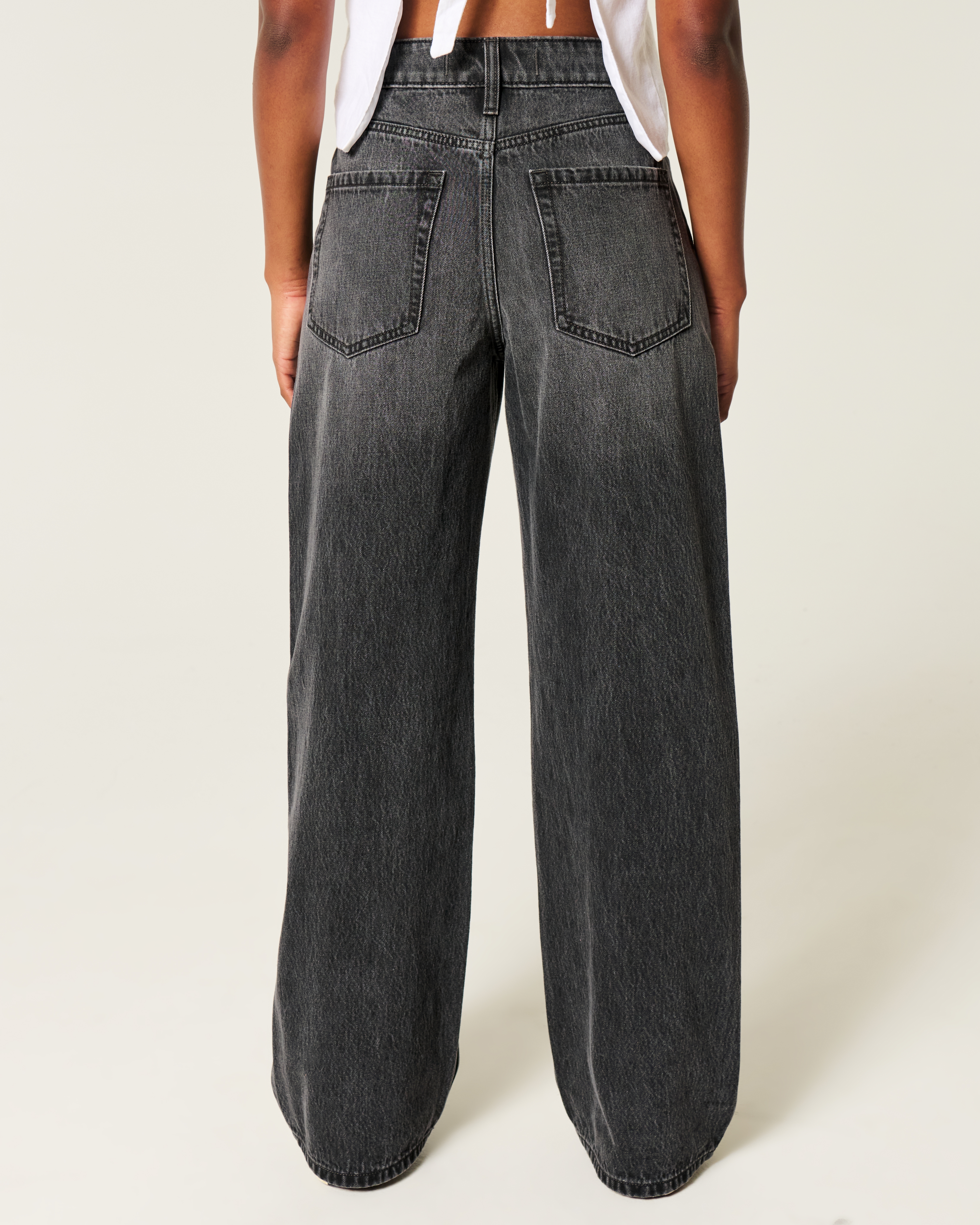 High-Rise Washed Black Baggy Jeans