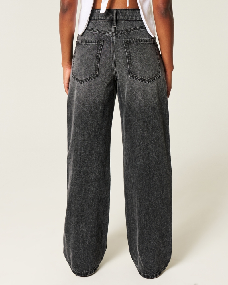 High-Rise Washed Black Baggy Jeans