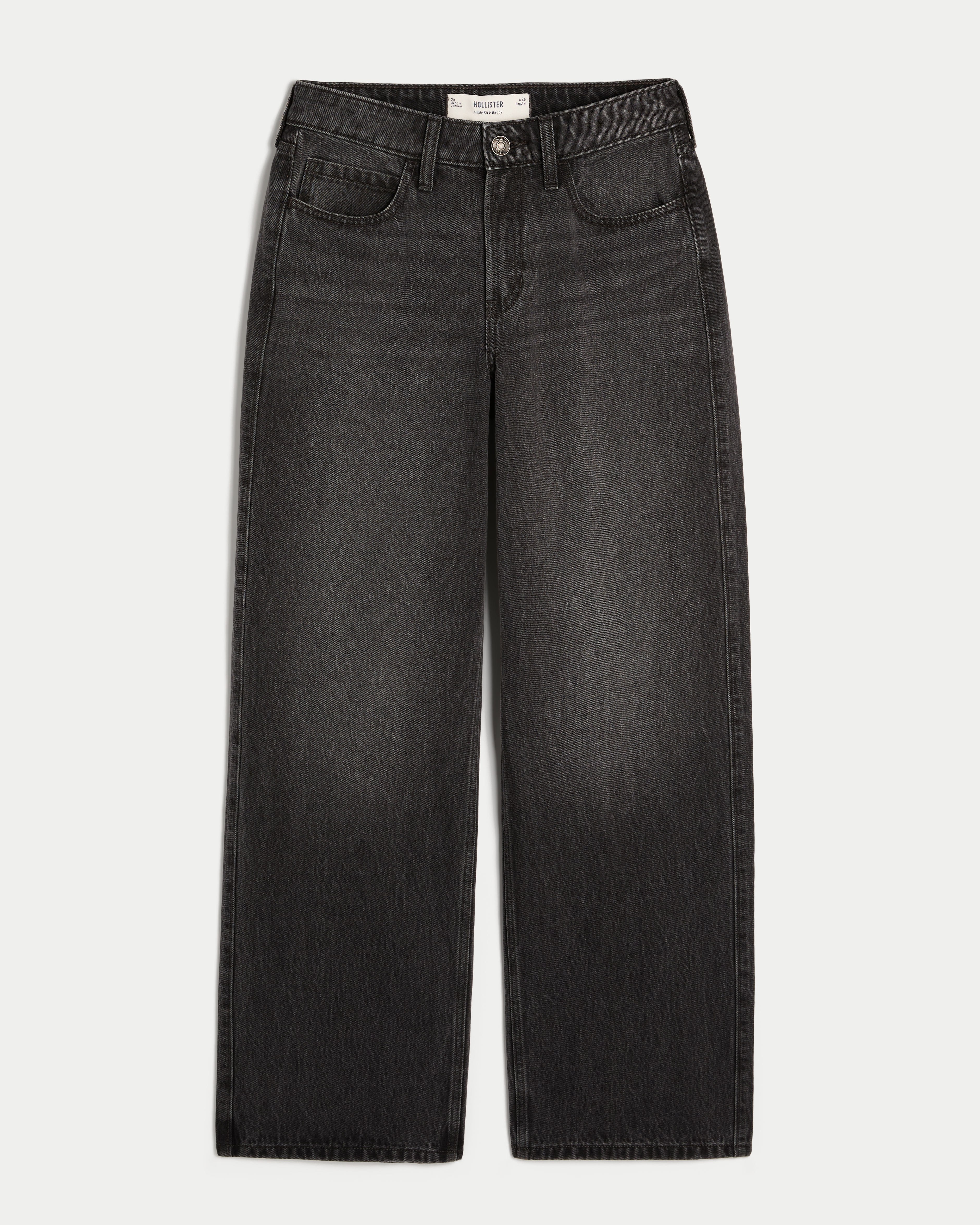 High-Rise Washed Black Baggy Jeans