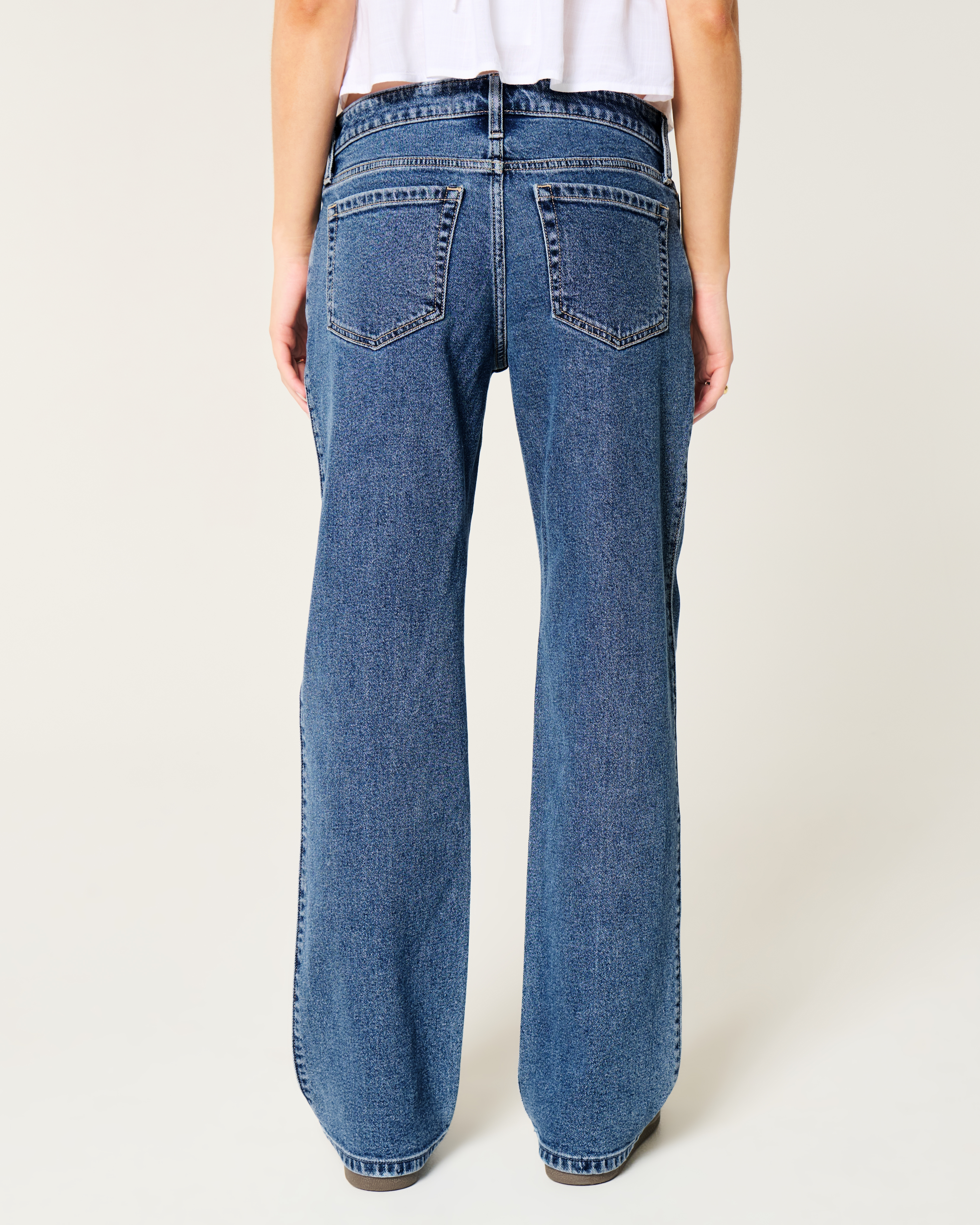 Low-Rise Medium Wash Relaxed Straight Jeans