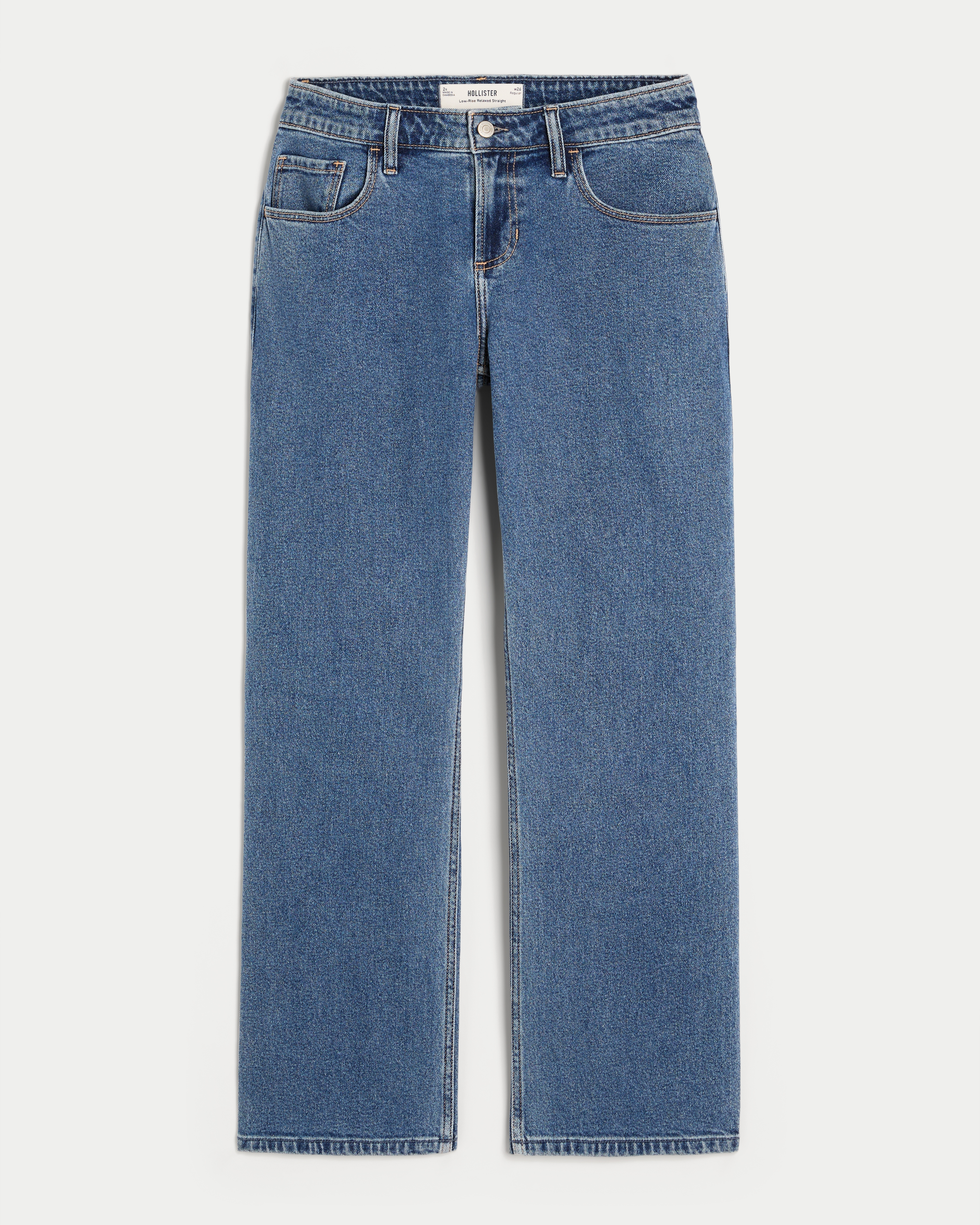 Low-Rise Medium Wash Relaxed Straight Jeans