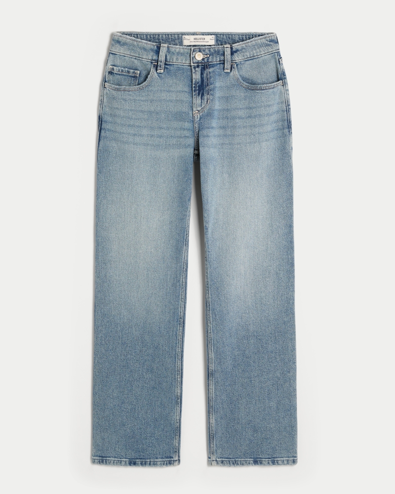 Low-Rise Light Wash Relaxed Straight Jeans