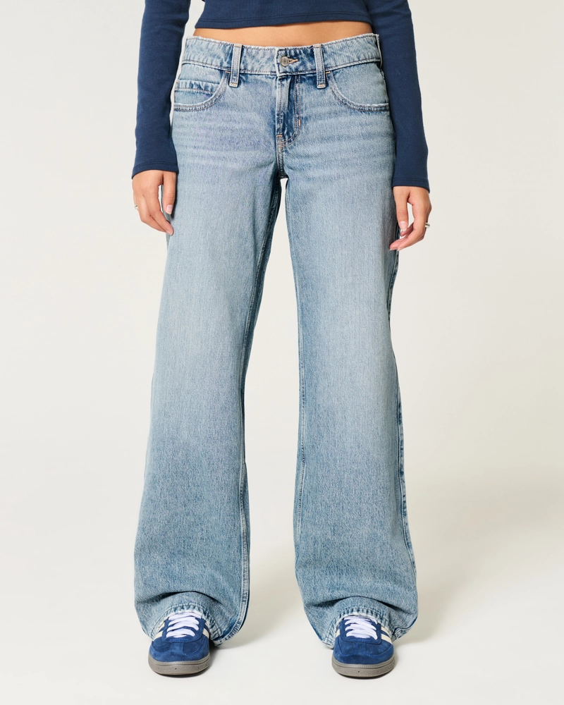 Low-Rise Medium Wash Baggy Jeans