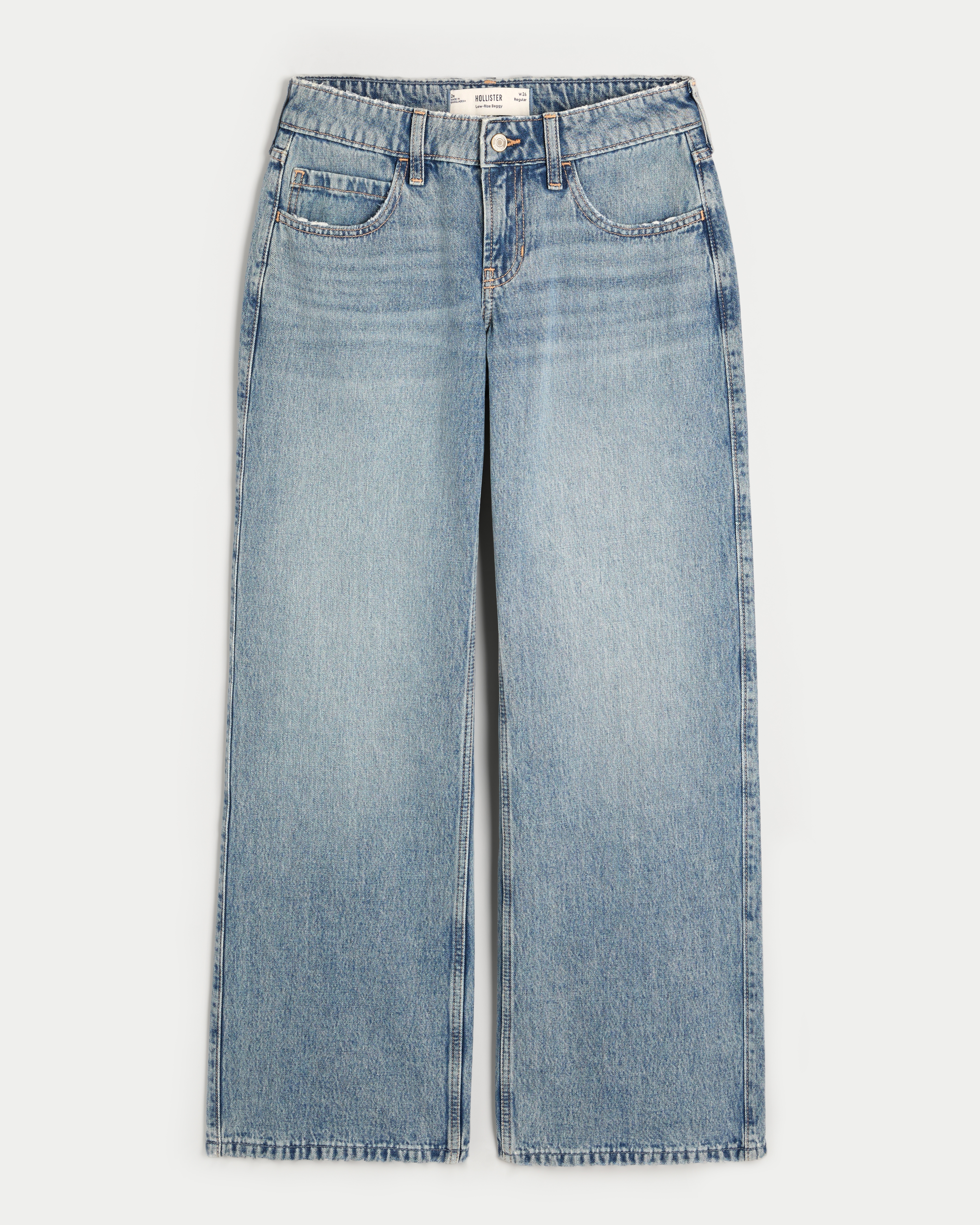Low-Rise Medium Wash Baggy Jeans