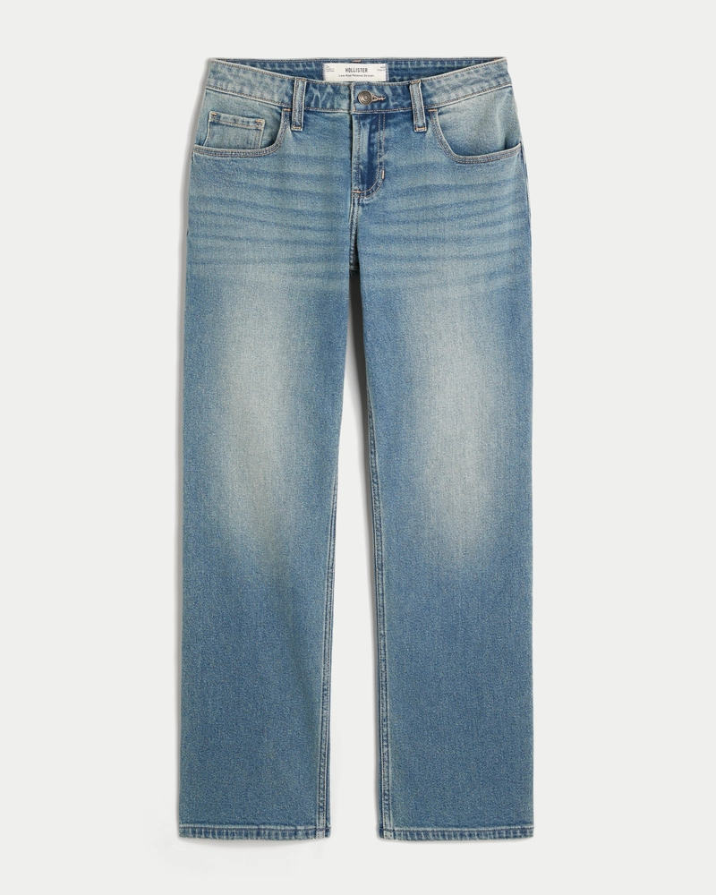 Low-Rise Medium Wash Relaxed Straight Jeans