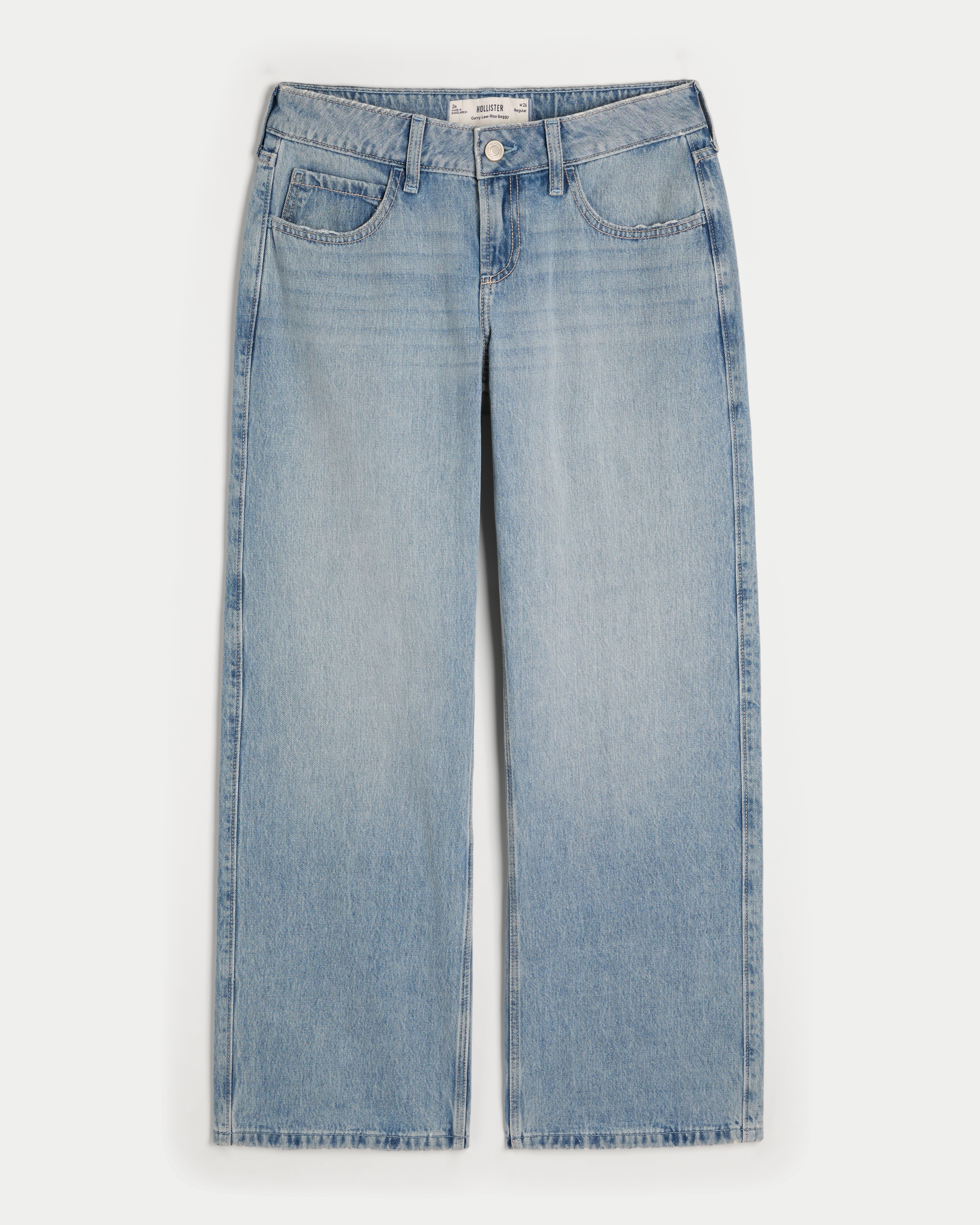 Curvy Low-Rise Light Wash Baggy Jeans