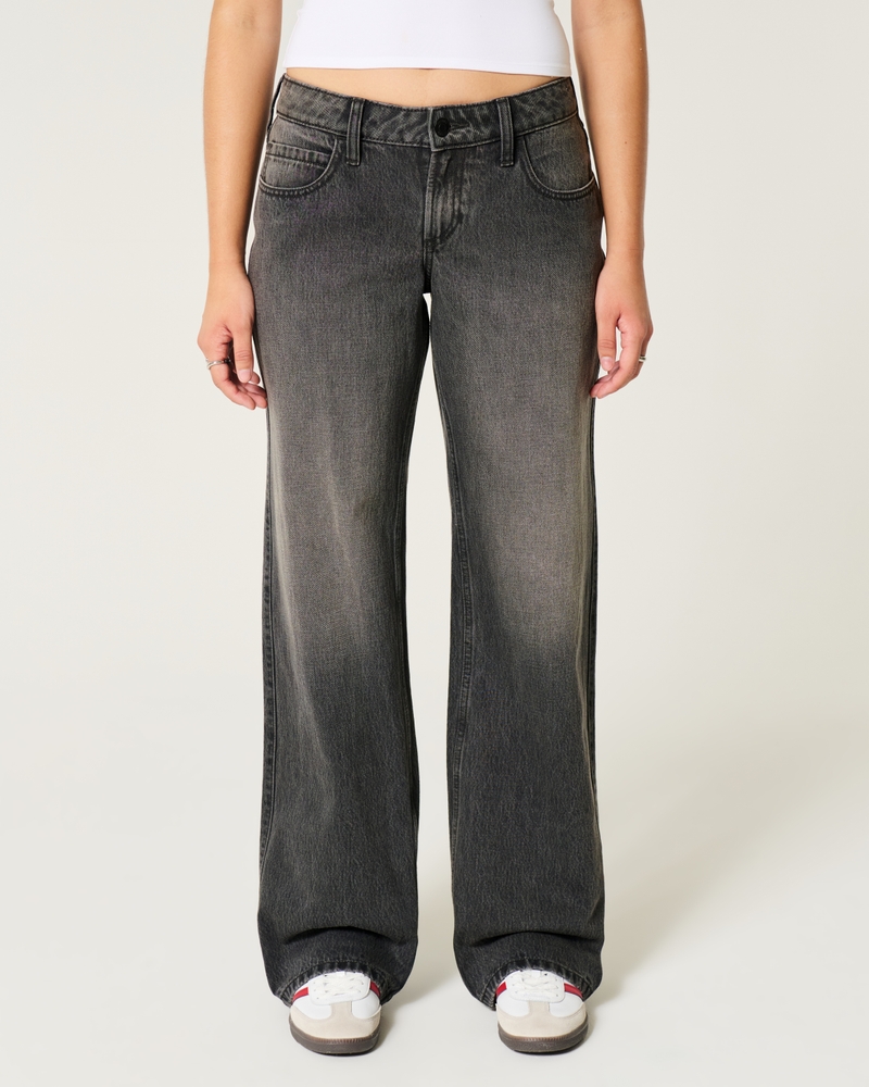 Curvy Low-Rise Washed Black Baggy Jeans