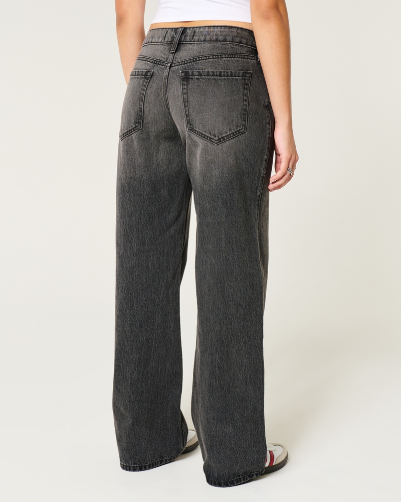 Curvy Low-Rise Washed Black Baggy Jeans